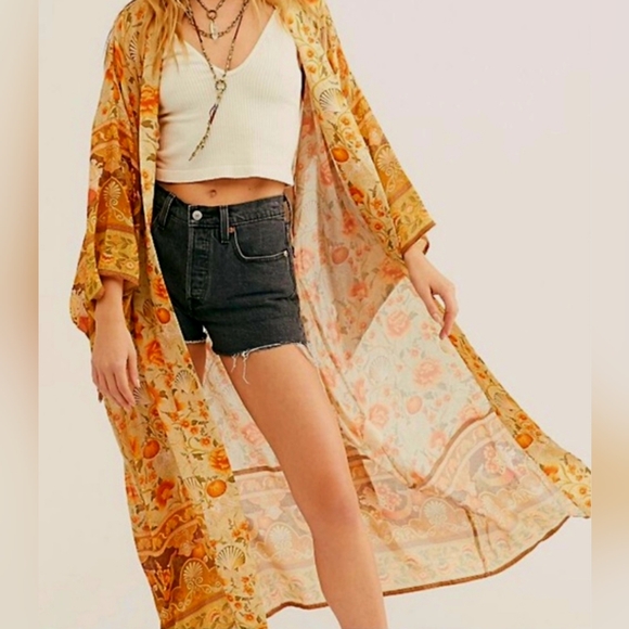 Spell & the Gypsy Free People MERMAID SEASHELL SEAHORSE Kimono Robe Duster S / M - Picture 9 of 9